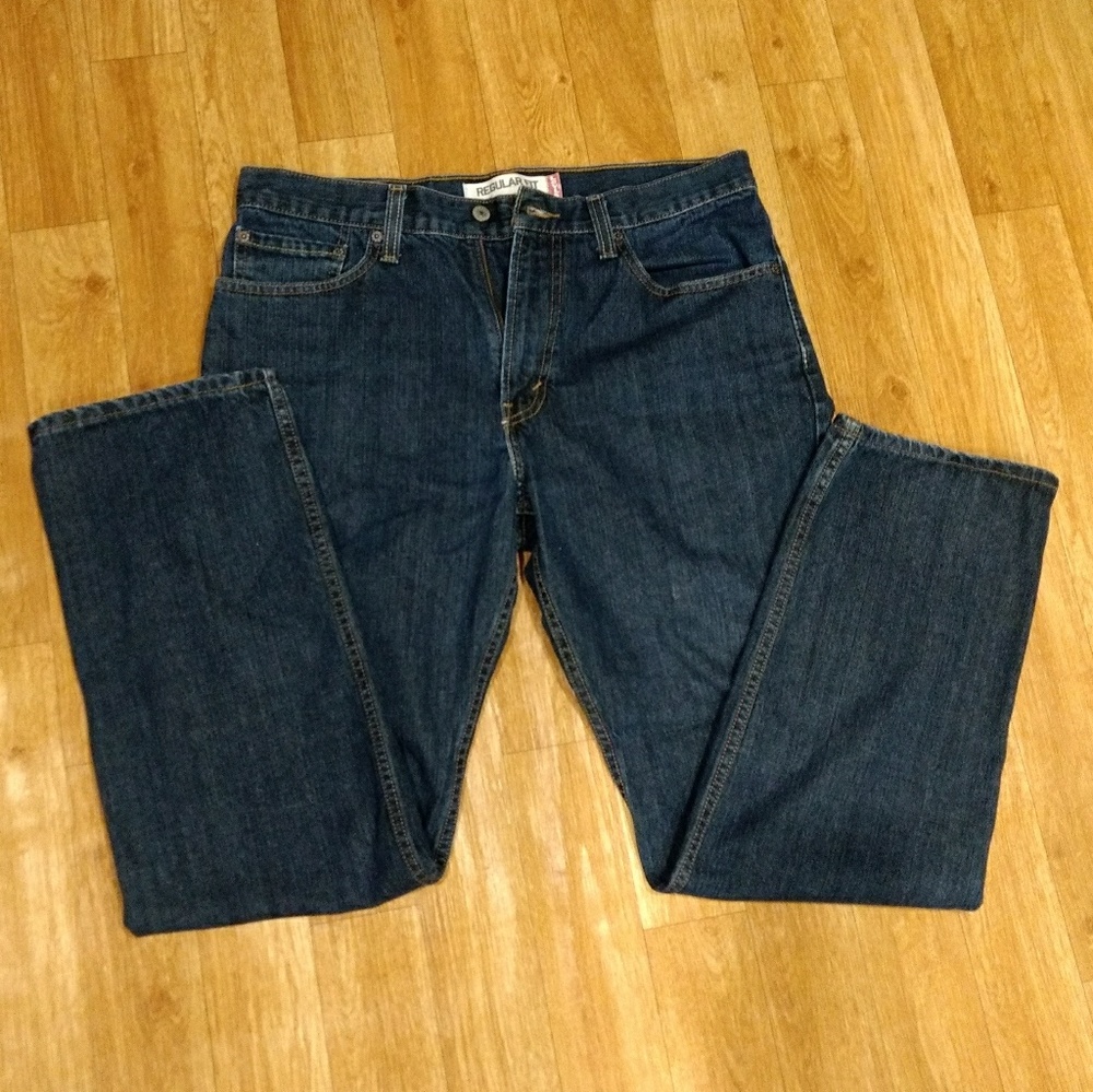 Levi's 505 Straight Leg Dark Wash Jeans 34x32